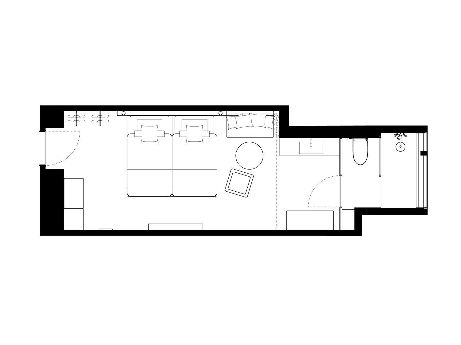 Habitación Doble Estándar sin vistas - Acceso al salón - 2 camas - No fumadores